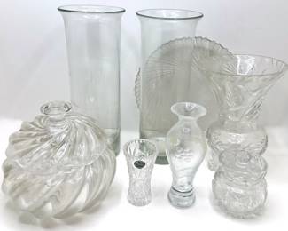 7 Vintage Glass & Crystal Vases & Covered Canisters, Smallest By Lenox & 1 Plate
Lot #: 169
