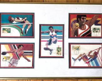 Set Of 5 1983 Olympics Maxicards With Matching Postage Stamps, Framed Together
Lot #: 46