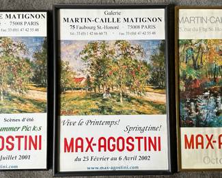 3 Max Agostini Exhibition Posters For 1984, 2002 & 2002 Shows In Paris, France
Lot #: 36