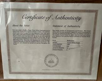 Vivian Hollan Swain (American 1989) Limited Edition Print With Certificate Of Authenticity
Lot #: 137