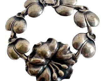 Vintage Sterling Silver Bracelet With Flower & Leaves
Lot #: 141
