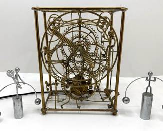 Vintage Kinetic Sculpture Motion Clock By Gordon Bradt For Kinetco & 2 Balancing Metal Fgurines
Lot #: 112