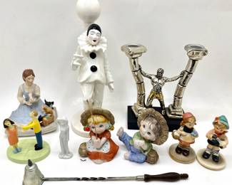 9 Candlesticks & Figurines Including Harlequin, Beth From Little Women, Jerusalem Strongman & Snuffer
Lot #: 119