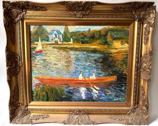 Original Oil Painting Reproduction Of Renoir's "Boating On The Seine", Signed
Lot #: 138