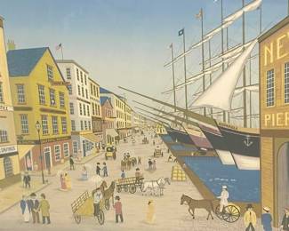 Artist: Ledan / Port of New York / 32" wide  x  25.75" tall with frame