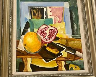 Artist: Martine LePore / Fruit Table / 14.5" wide x 16.5" tall with frame