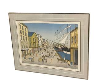 Artist: Ledan / Port of New York / 32" wide  x  25.75" tall with frame