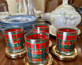 The soup tureen and blue/white plates are sold.