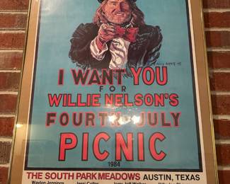 Vintage Willie Nelson Picnic Poster - 1984