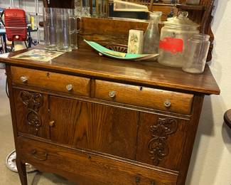 Antique Buffet with Mirror
