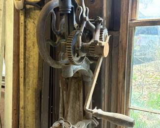 Antique hand power drill press 