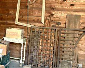 Fretwork, frames, several little tables 