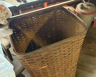 Large old basket with lid 