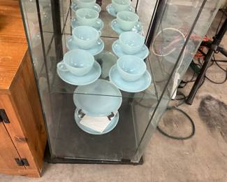 Fire King Delphite Cups & Saucers and Plates 