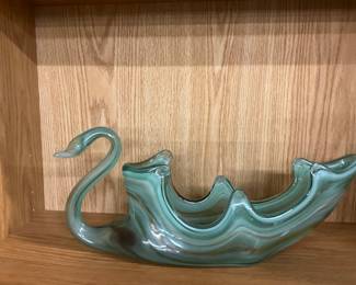 Sooner Glass Hand Blown Art Glass Swan