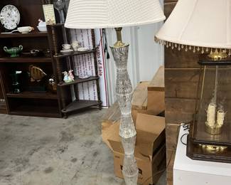 Brass & Cut Crystal Floor Lamp