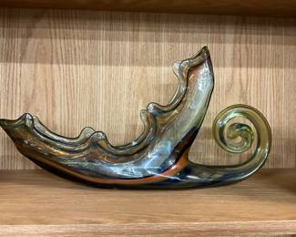 Art Glass Hand Blown Sleigh Bowl