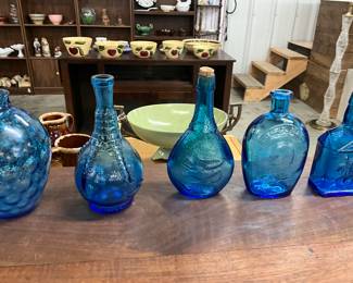 Wheaton Cobalt Blue Bottles - Ball & Claw Bitters Bottle - Tonic Bottle - George Washington Bottle 