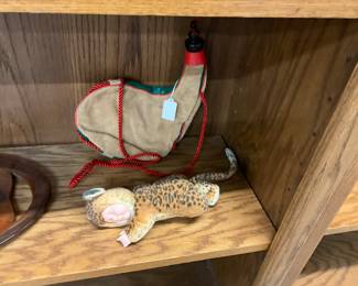 Anne Geddes Cheetah Baby Doll  - Leather Water Bladder or Wine Bag