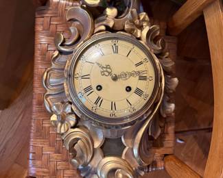 Swedish Westerstrand Torboda gilt pendulum wall clock