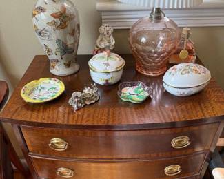 Herend, depression glass, cloisonné, inlaid bachelors chest