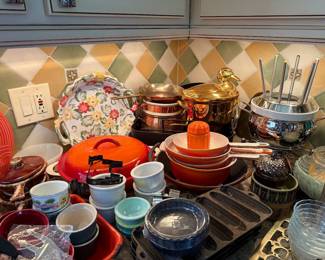 Wagner, Griswald, Belgian, Enamel Cast Iron, Copper Pots