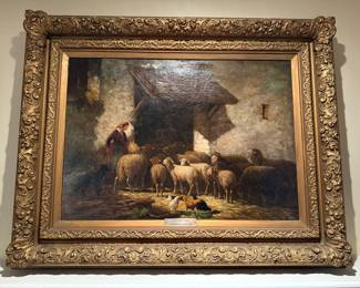 Original oil on canvas “into the fold” 
J. DEVEREAU LARPENTEUR listed artist professionally cleaned