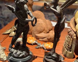 Bronze sculptures Le Sauveteur, August Moreau; after Paul Armand Bayard De La Vingfrie