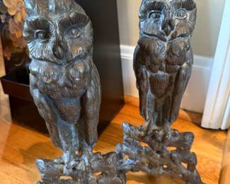Cast iron Owl andirons