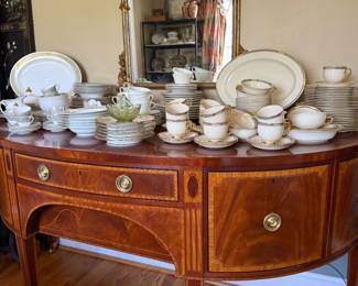 Baker sideboard, Lenox, Royal Doulton, KPM china
