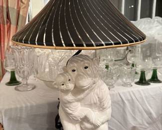 Hollywood regency monkey lamp