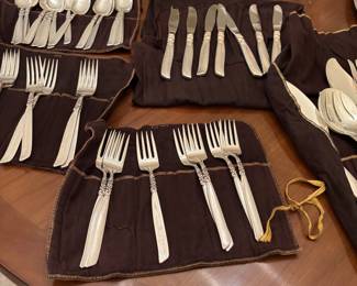 Vintage silver plate silverware service of 8