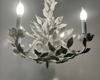 Vintage white porcelain over metal hanging chandelier floral
Design 