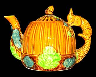 Vintage Japanese Majolica Ceramic Teapot