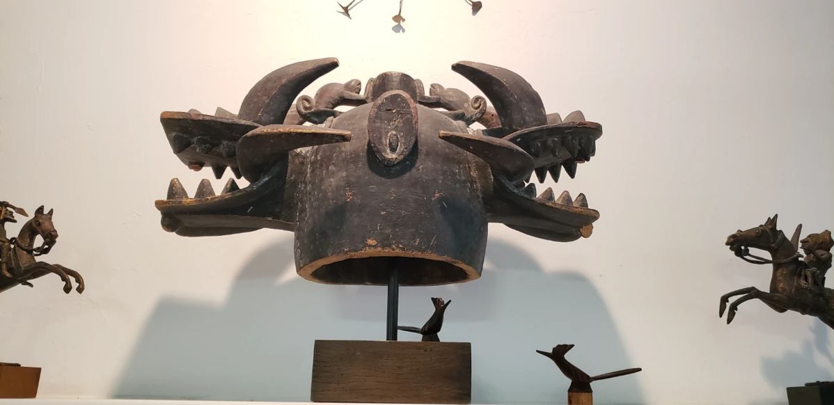 "Firespitter" Senufo helmet mask. Acquired Abidjan, Cote d' Ivoire 1966
