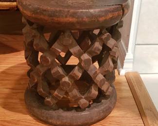 Cameroon Grassland "spider motif" stool. Acquired Douala, Cameroon 1972