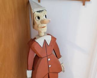 Jointed pine wood handmade Pinocchio "doll" in 1930's