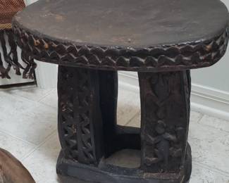Cameroon Grassland (rectangle with carved legs) stool. Acquired Bafoussam, Cameroon 1971