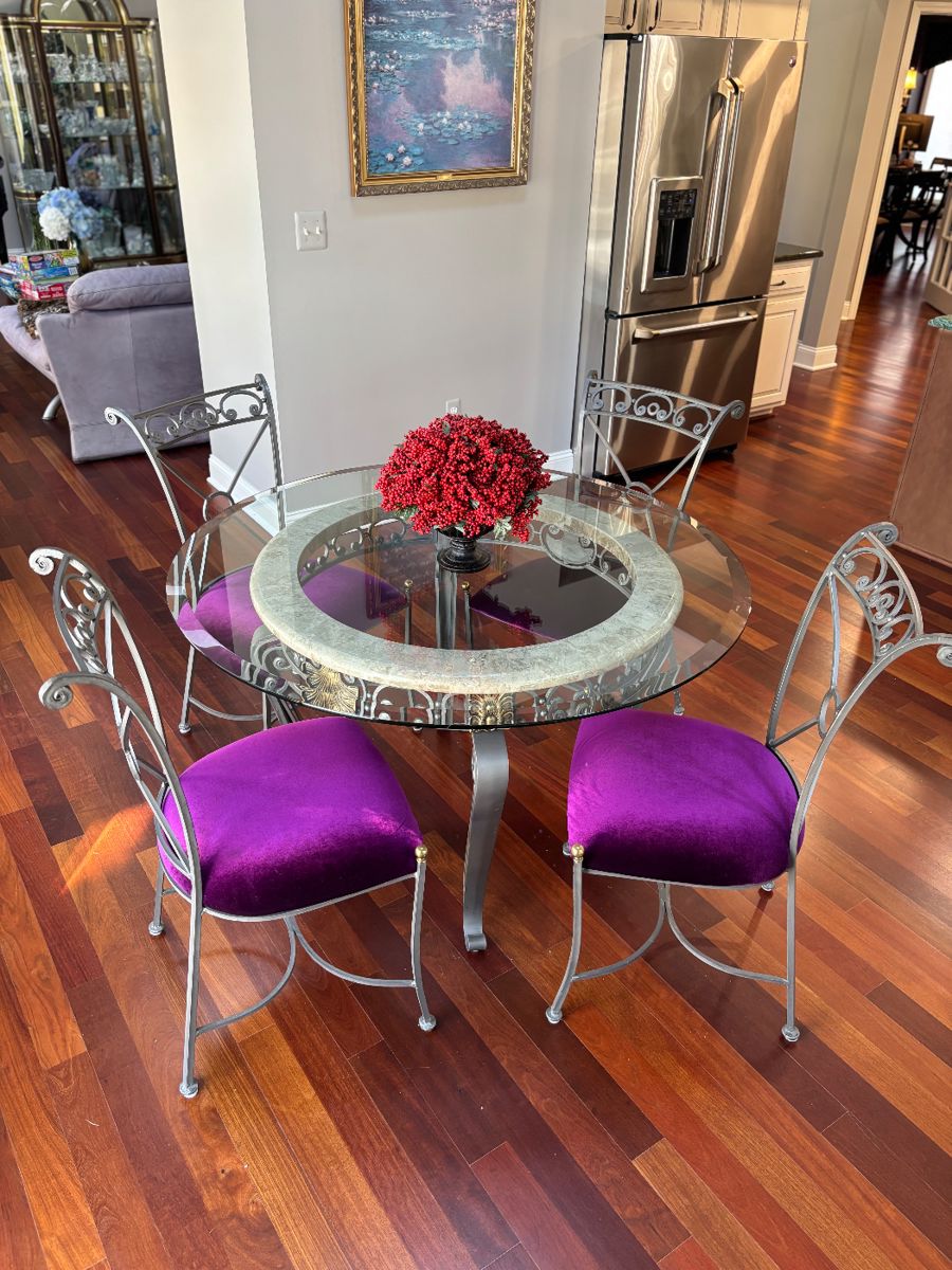 Elegant glass top table and chairs
