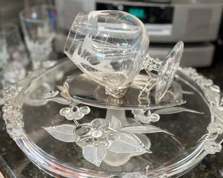 Beautiful cake plate, brandy glass