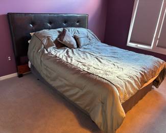 Leather headboard and queen bed