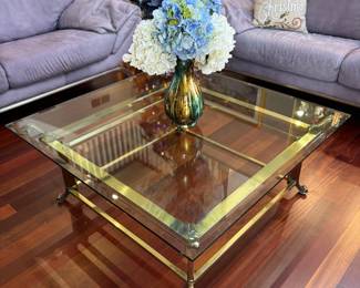 Elegant brass and glass coffee table
