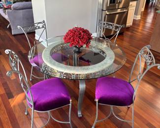 Elegant glass top table and chairs