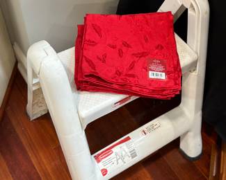 Lenox napkins, step stool