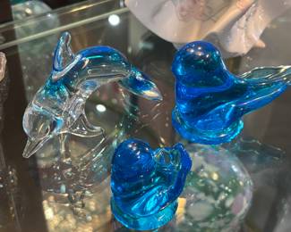 Crystal birds and dolphin 