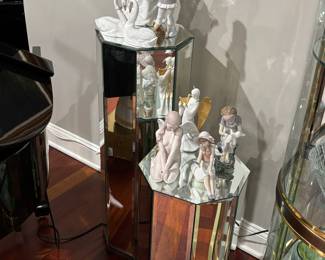 Mirrored display stands, Lladro figurines
