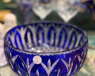 Cobalt blue crystal bowl