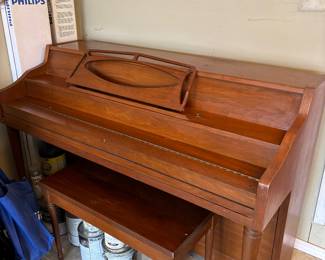 Piano (for sale prior to sale) moved to garage for easy access