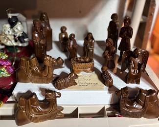 Antique Mahogany manger set