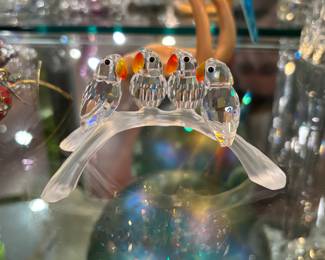 Swarovski crystal parrots 